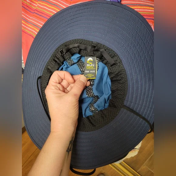 NWOT Sunday Afternoons Teal Wide Brim Hat with Purple Scarf - Picture 4 of 4